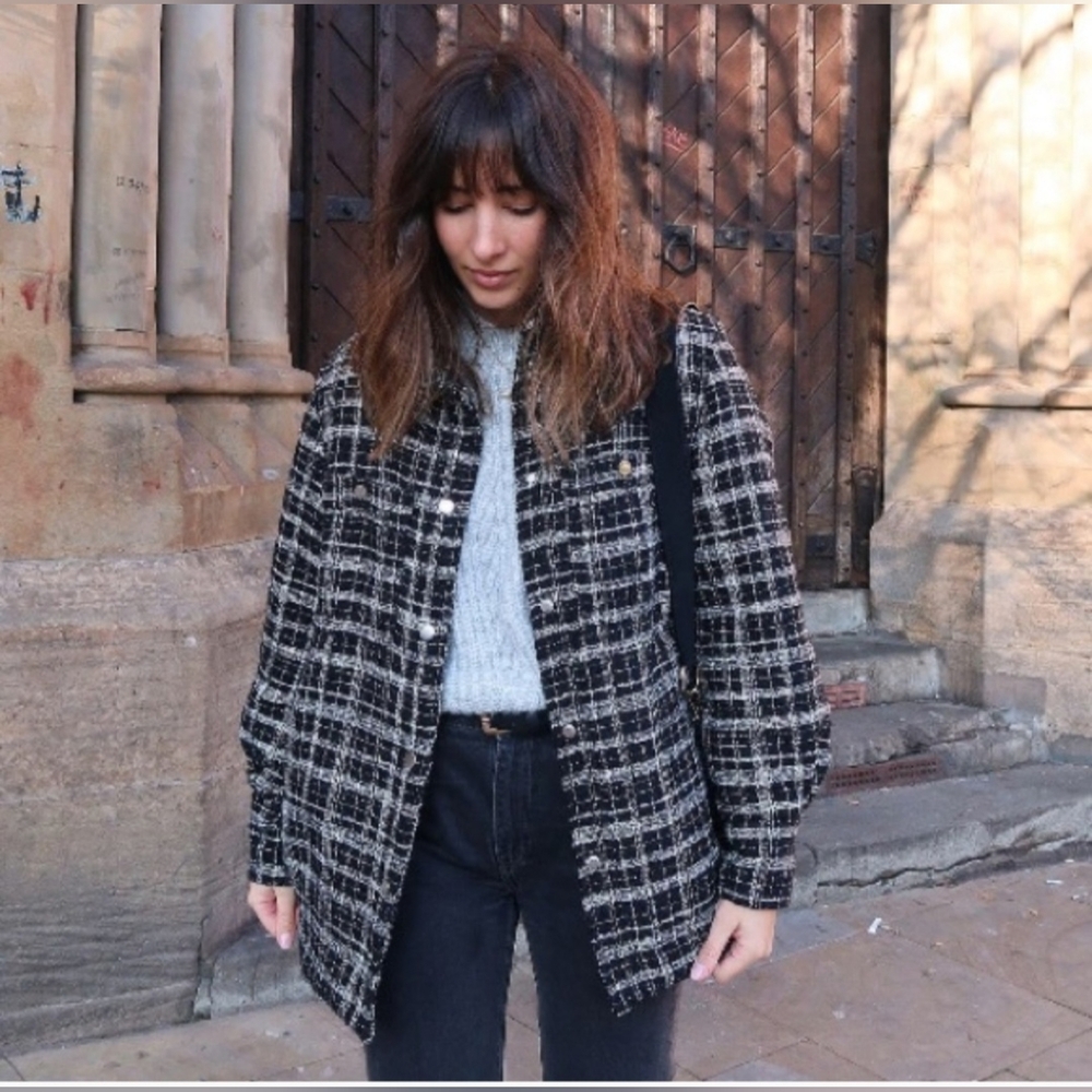 H&M | Black Checked Jacquard Weave Jacket - Picture 3 of 14